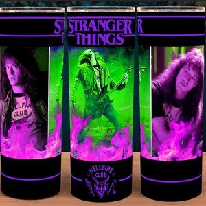 Stranger Things Purple and Green Eddie Munson Hellfire Tumbler 20oz